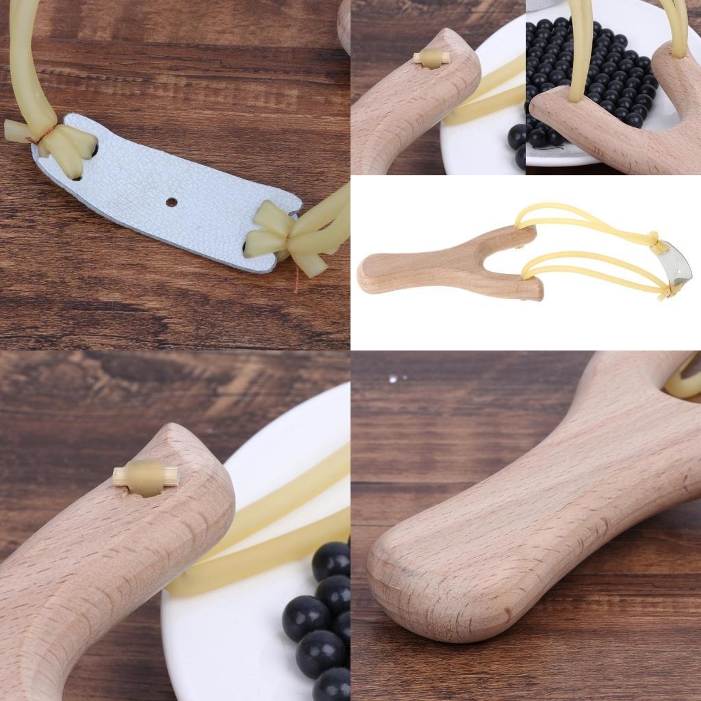 Outdoor Hunting Launcher - Natural Wooden With Rubber Band Outdoor