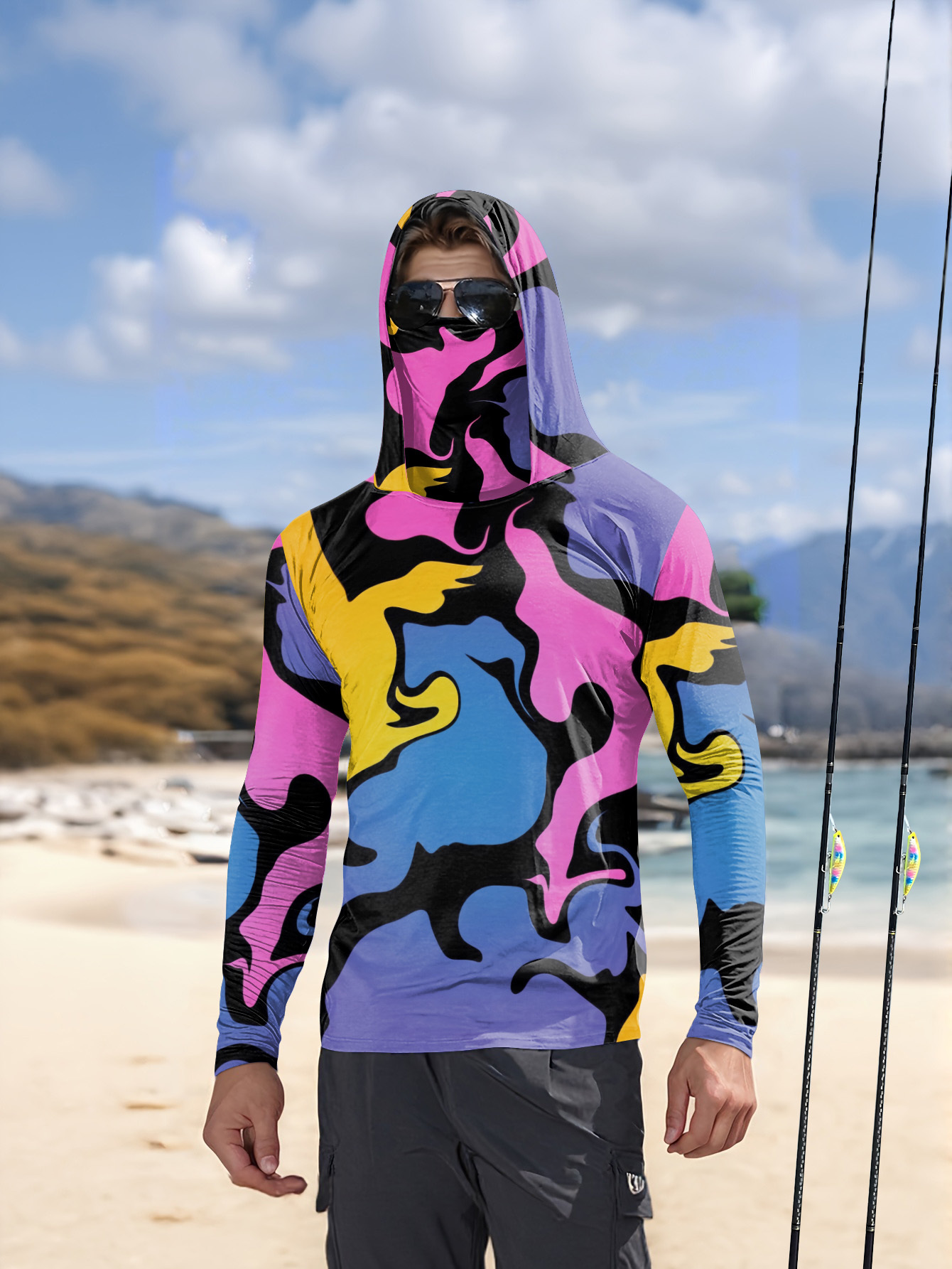 Fishing hooded sweatshirt men' - Outdoor Hunting Prints 评论和价格