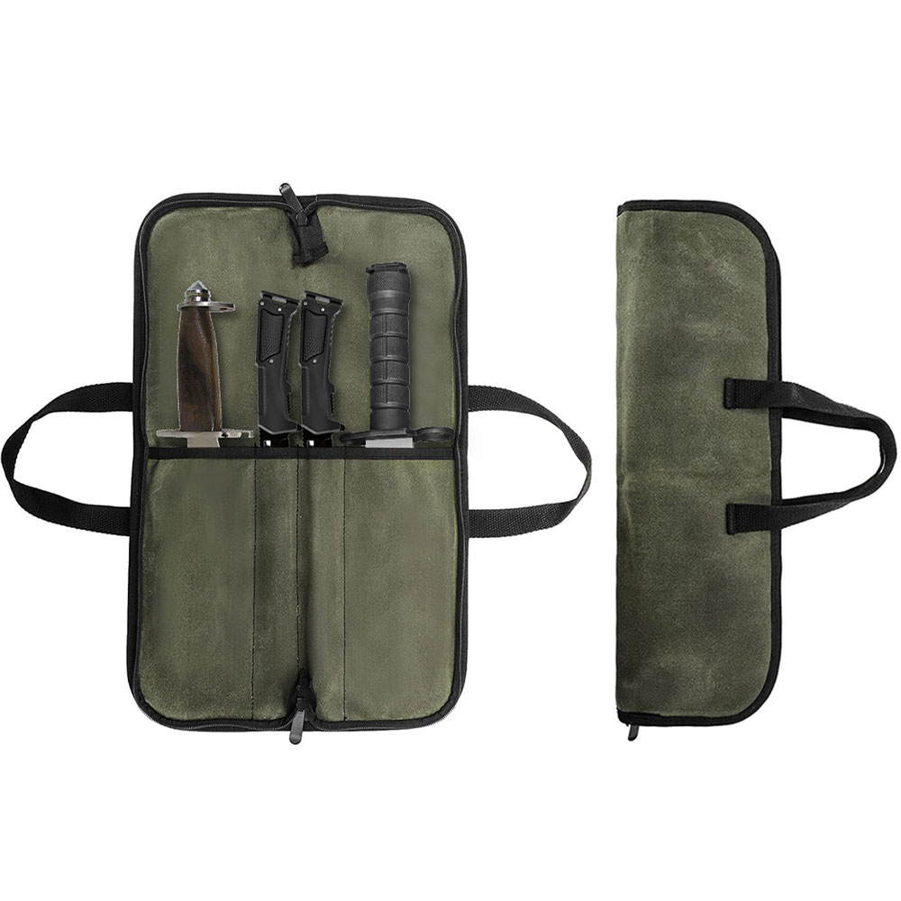 Waxed Canvas Knife Roll Bag Mu - Hunting Knife Outdoor 评论和价格
