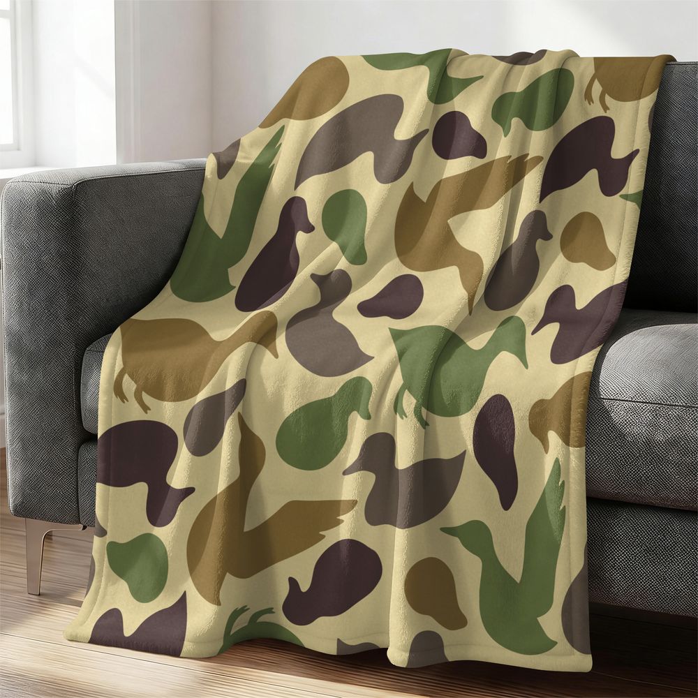 Duck Pattern Flannel Blanket S - Hunting Outdoor Rug 评论和价格